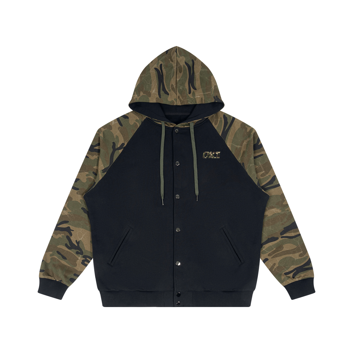 BG Unisex Camo-Splice Raglan Zip Hoodie