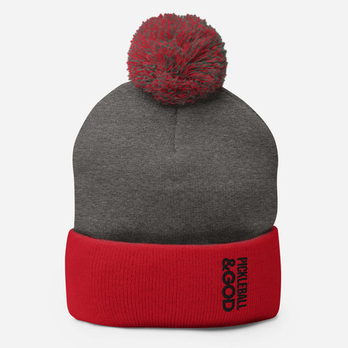 Pickleball &GOD Onyx Pom-Pom Beanie