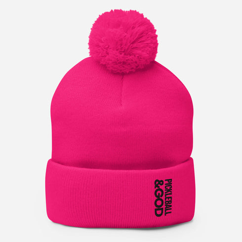 Pickleball &GOD Onyx Pom-Pom Beanie