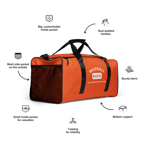 Baseball &God Orange Duffle Bag