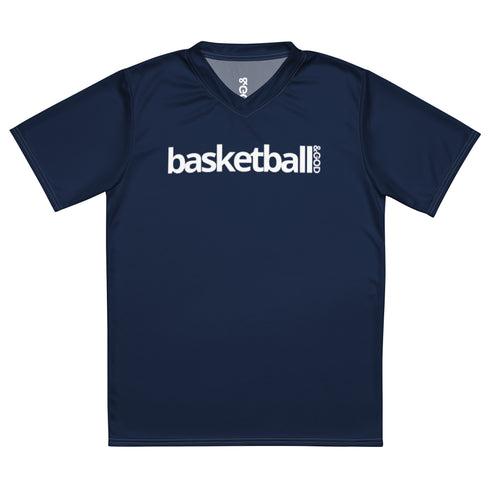 Basketball &God Navy Recycled Unisex Sports Jersey T-Shirt