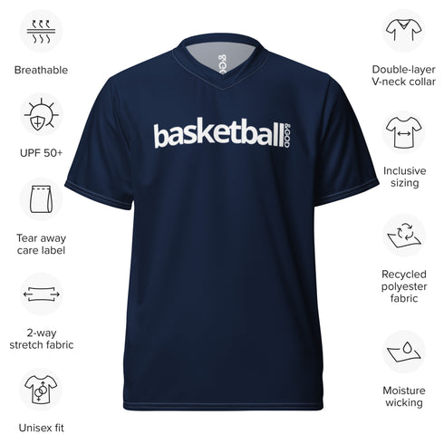 Basketball &God Navy Recycled Unisex Sports Jersey T-Shirt