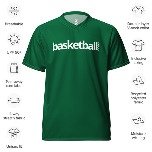 Basketball &God Emerald Recycled Unisex Sports Jersey T-Shirt