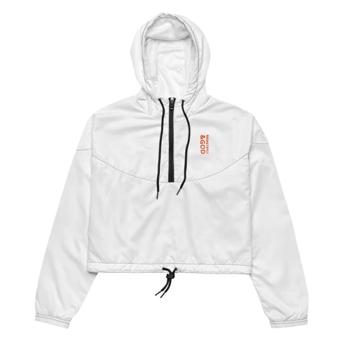 Basketball &God Vertical Orange Women’S Crop Windbreaker