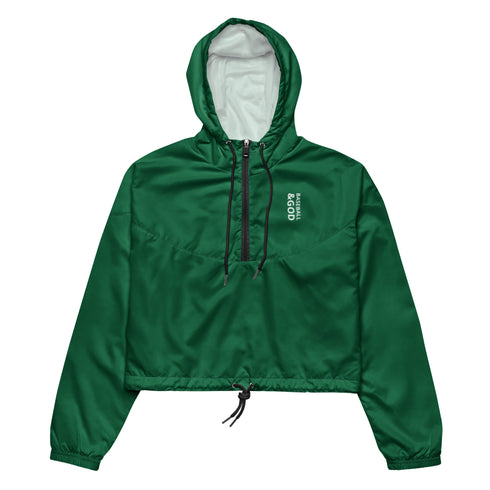 Basketball &God Vertical Evergreen Women’S Crop Windbreaker