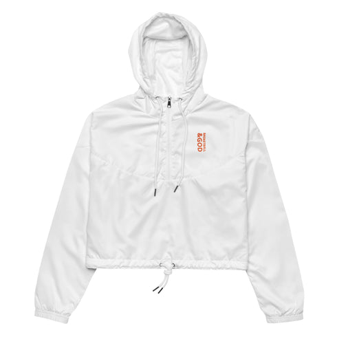 Basketball &God Vertical Orange Women’S Crop Windbreaker