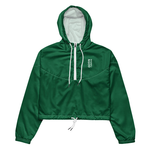 Basketball &God Vertical Evergreen Women’S Crop Windbreaker