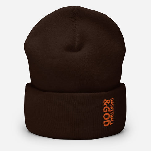 Basketball &God Orange Cuffed Beanie