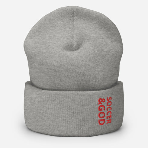 Soccer &God Crimson Cuffed Beanie