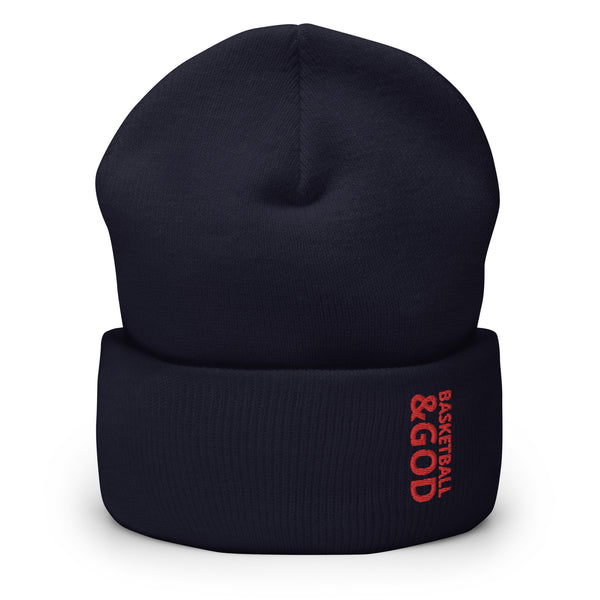 Basketball &God Crimson Cuffed Beanie