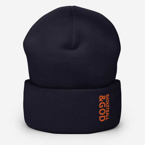 Basketball &God Orange Cuffed Beanie