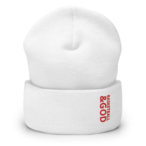 Basketball &God Crimson Cuffed Beanie