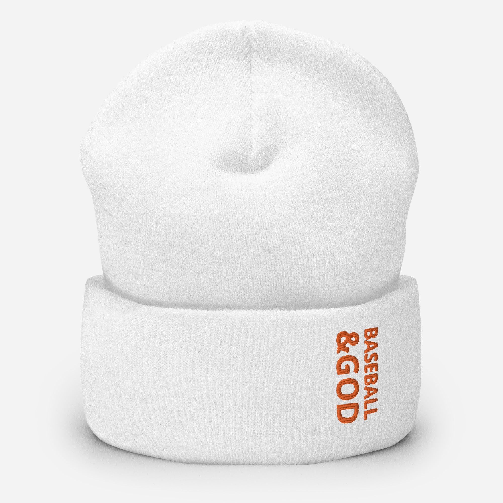 Baseball &God Orange Cuffed Beanie
