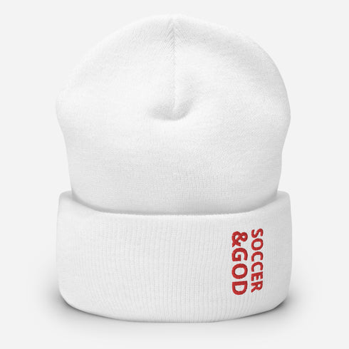 Soccer &God Crimson Cuffed Beanie