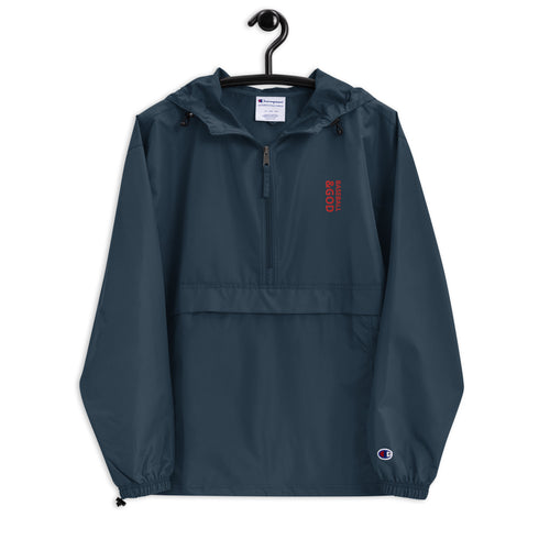 Baseball &God Vertical Crimson Embroidered Champion Packable Jacket