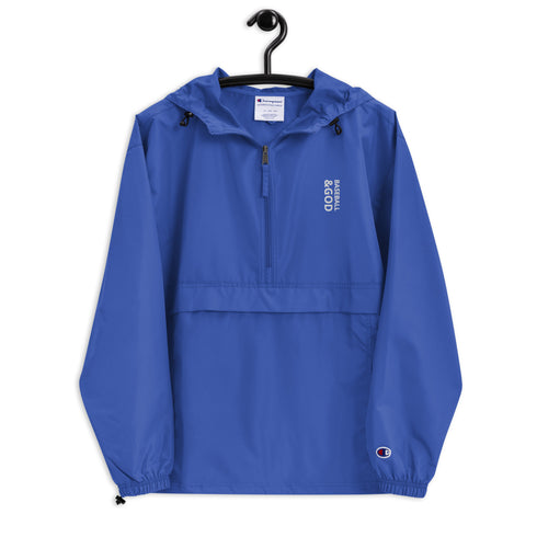 Baseball &God Vertical Embroidered Champion Packable Jacket
