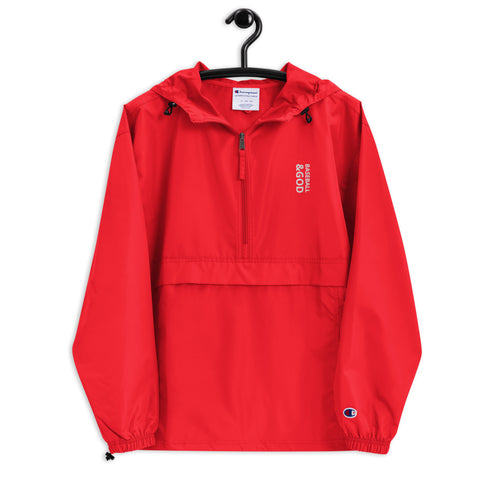 Baseball &God Vertical Embroidered Champion Packable Jacket