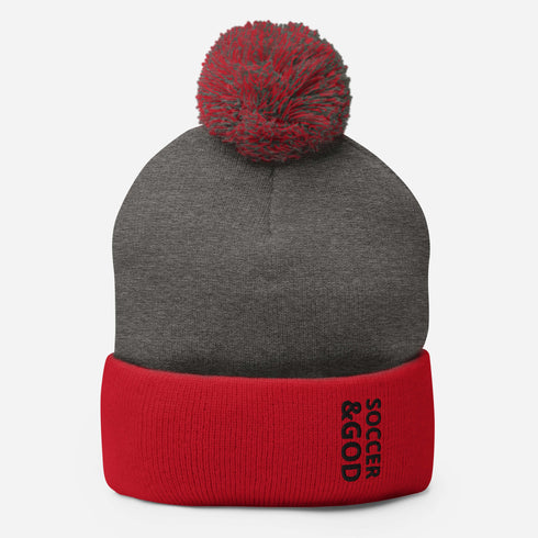 Soccer &God Onyx Pom-Pom Beanie