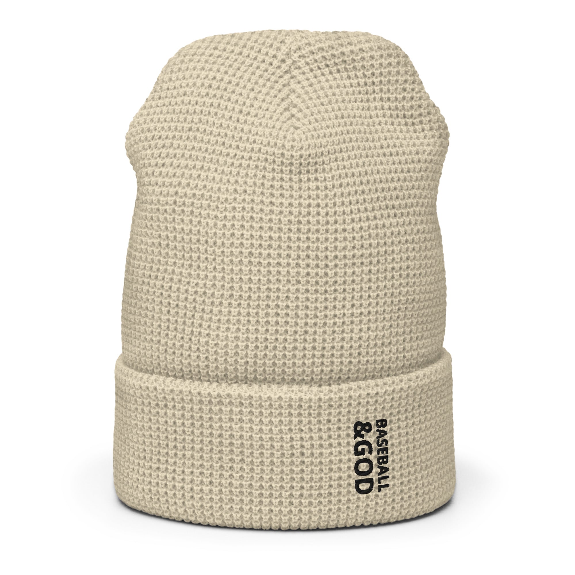 Baseball &God Vertical Onyx Waffle Beanie