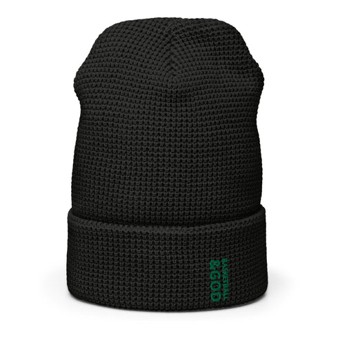 Basketball &God Vertical Evergreen Waffle Beanie
