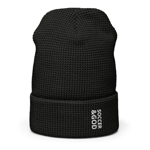 Soccer &God Vertical Waffle Beanie