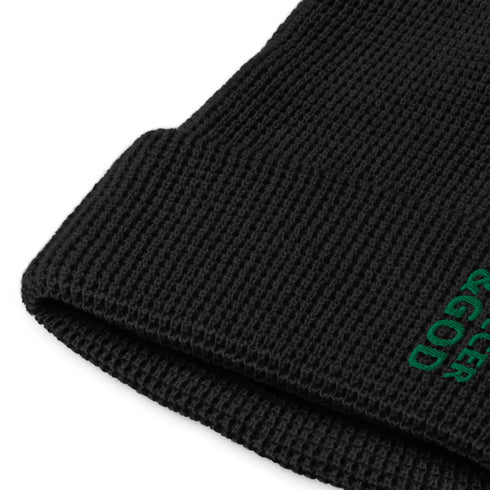Soccer &God Vertical Evergreen Waffle Beanie