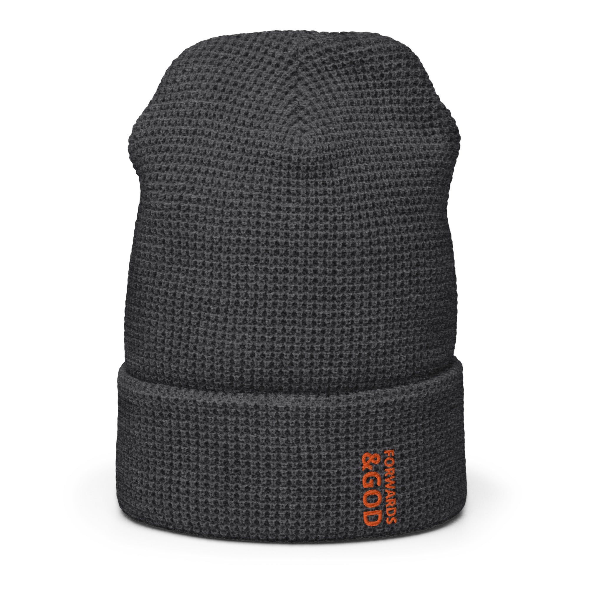 Forwards &God Vertical Orange Waffle Beanie