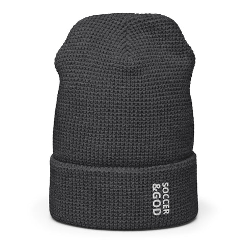 Soccer &God Vertical Waffle Beanie