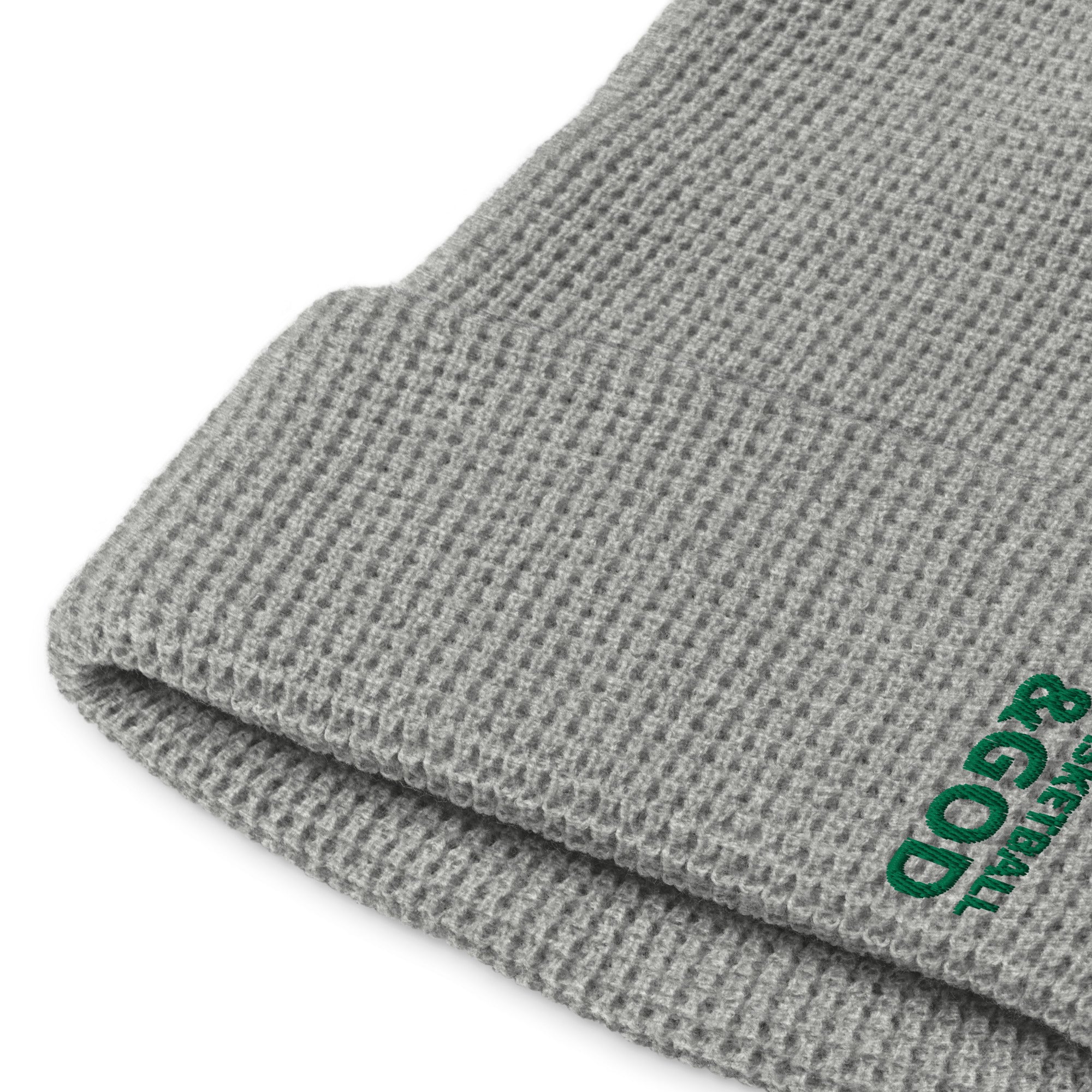 Basketball &God Vertical Evergreen Waffle Beanie
