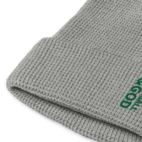 Baseball &God Vertical Evergreen Waffle Beanie