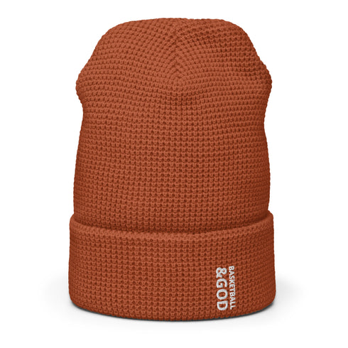 Basketball &God Vertical Waffle Beanie