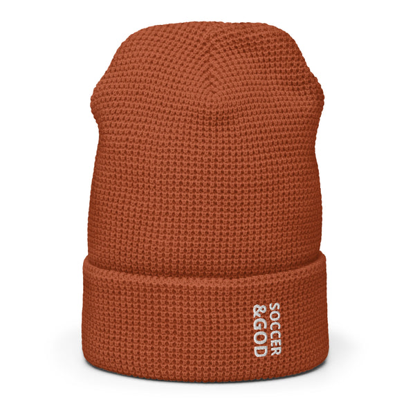Soccer &God Vertical Waffle Beanie