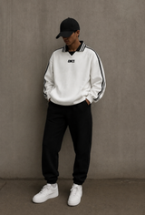 1STAR Contrast Striped Lapel Collar Sweatshirt