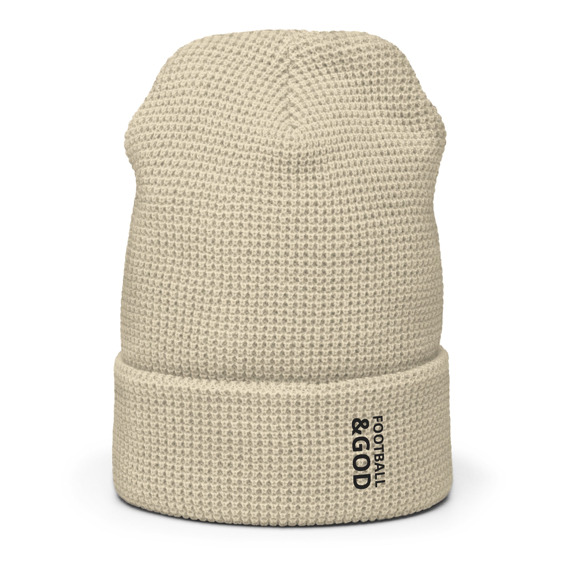 Football &God Vertical Onyx Waffle Beanie