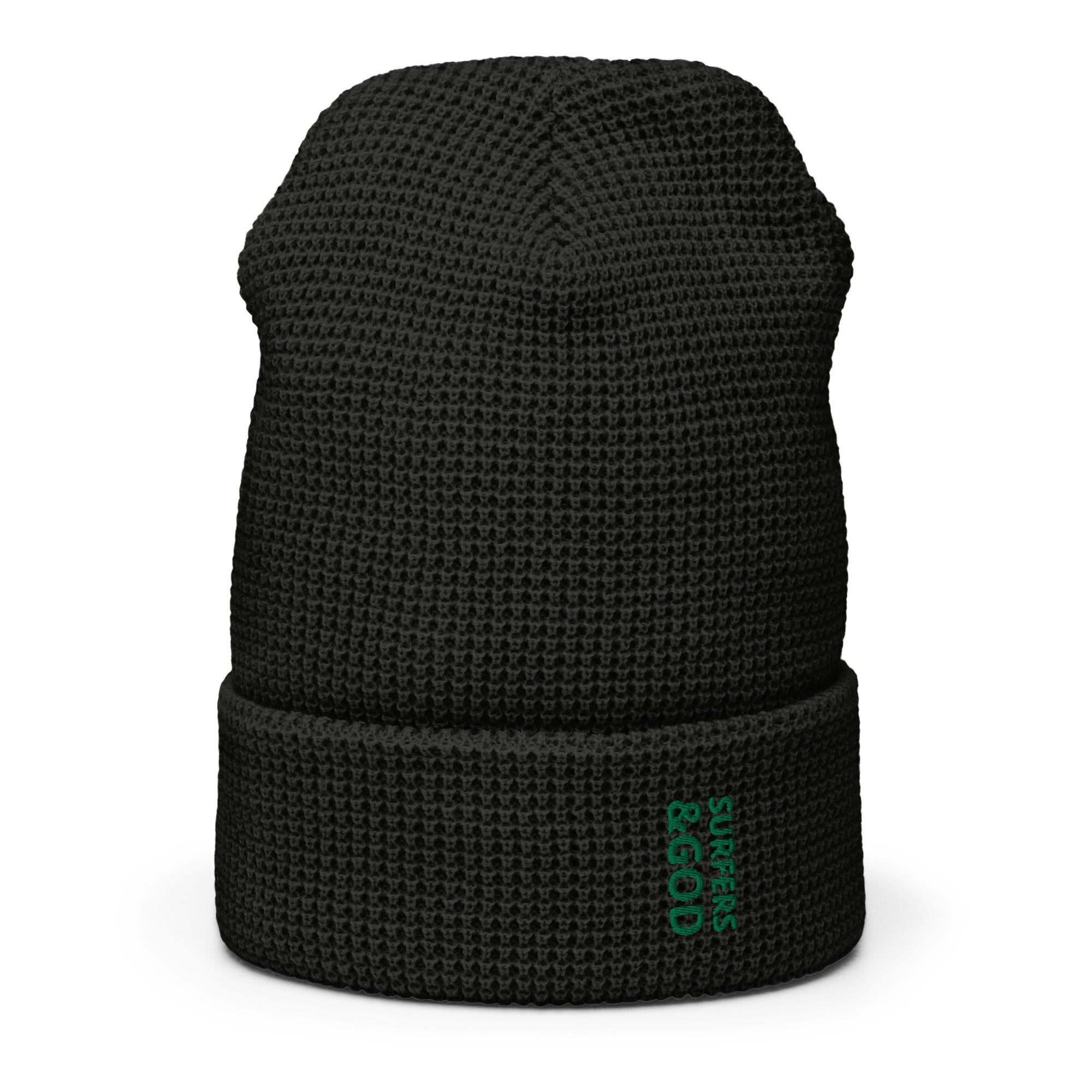 Surfers &God Vertical Evergreen Waffle Beanie